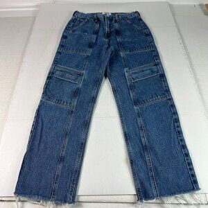 AGOLDE Jeans Women's 26x25* Cooper Straight Crop Blue Faded Cargo Denim Tag 24
